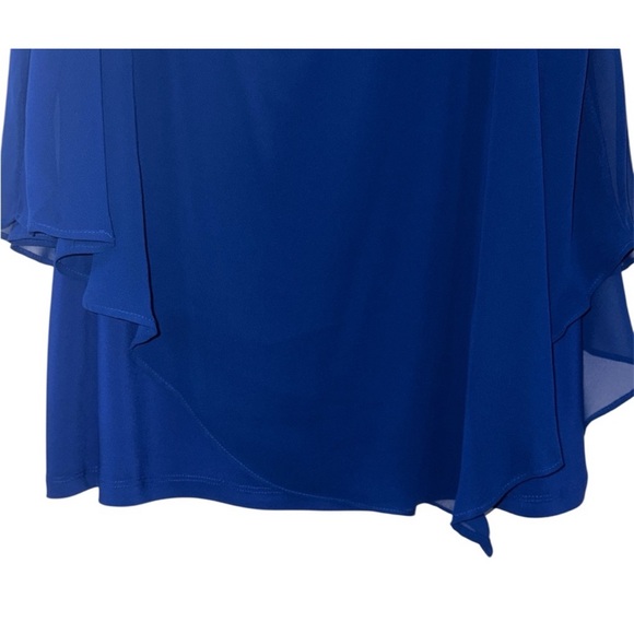 NWT MSK Chiffon Drape Rhinestone-Strap Blue Blouse Women’s Size Medium - Picture 10 of 12
